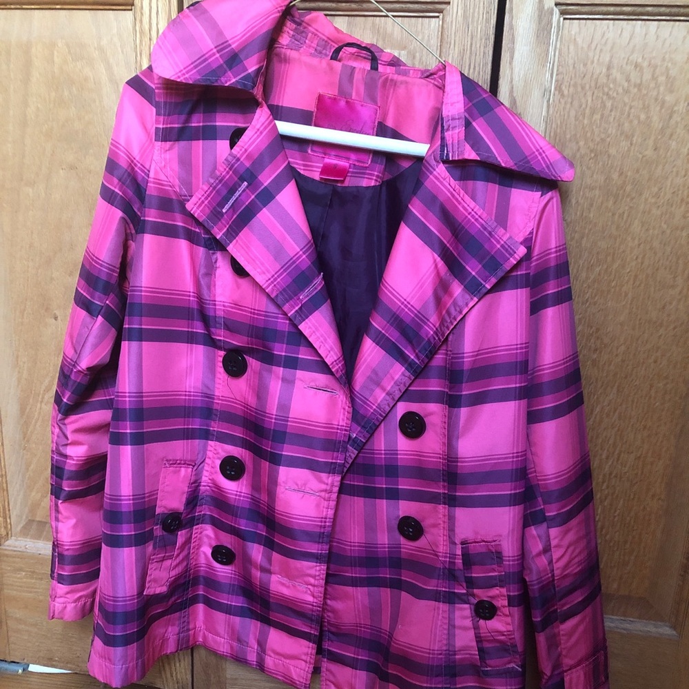 Pink Envelope Plaid Peacoat